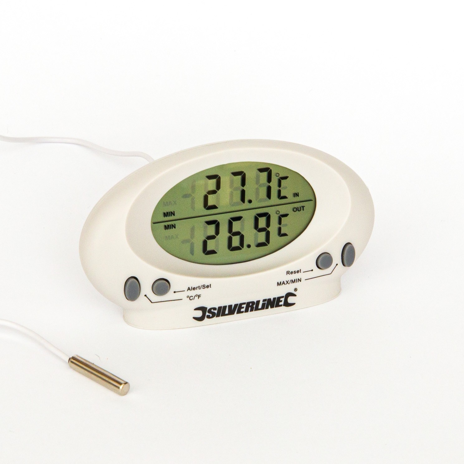 Termometro digitale da interno ed esterno con orologio e display